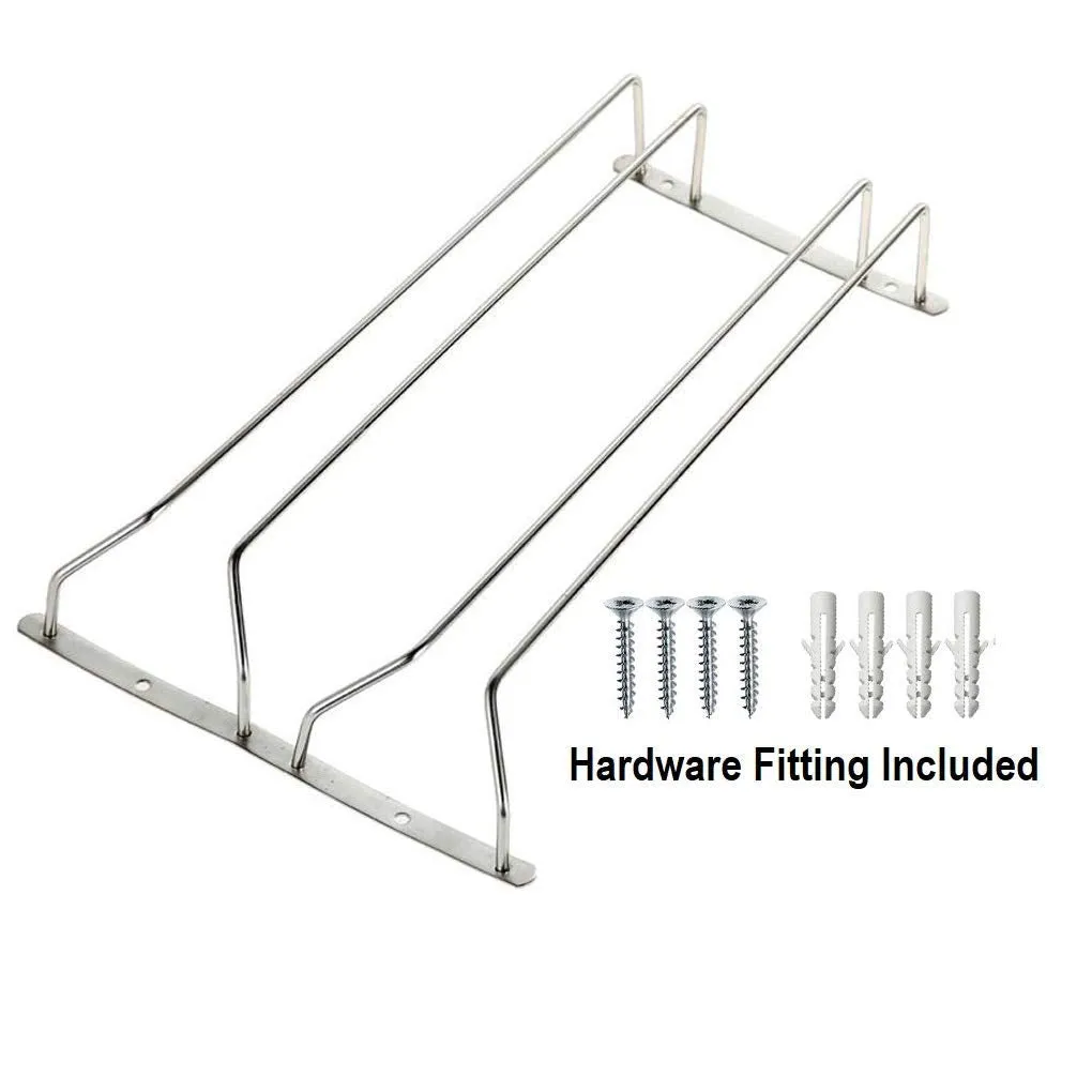 Plantex Wine Glass Rack/Holder Upside Down Glass Hanging Organizer for Pubs/Kitchen/Bars (Double Line - Large), Stainless Steel