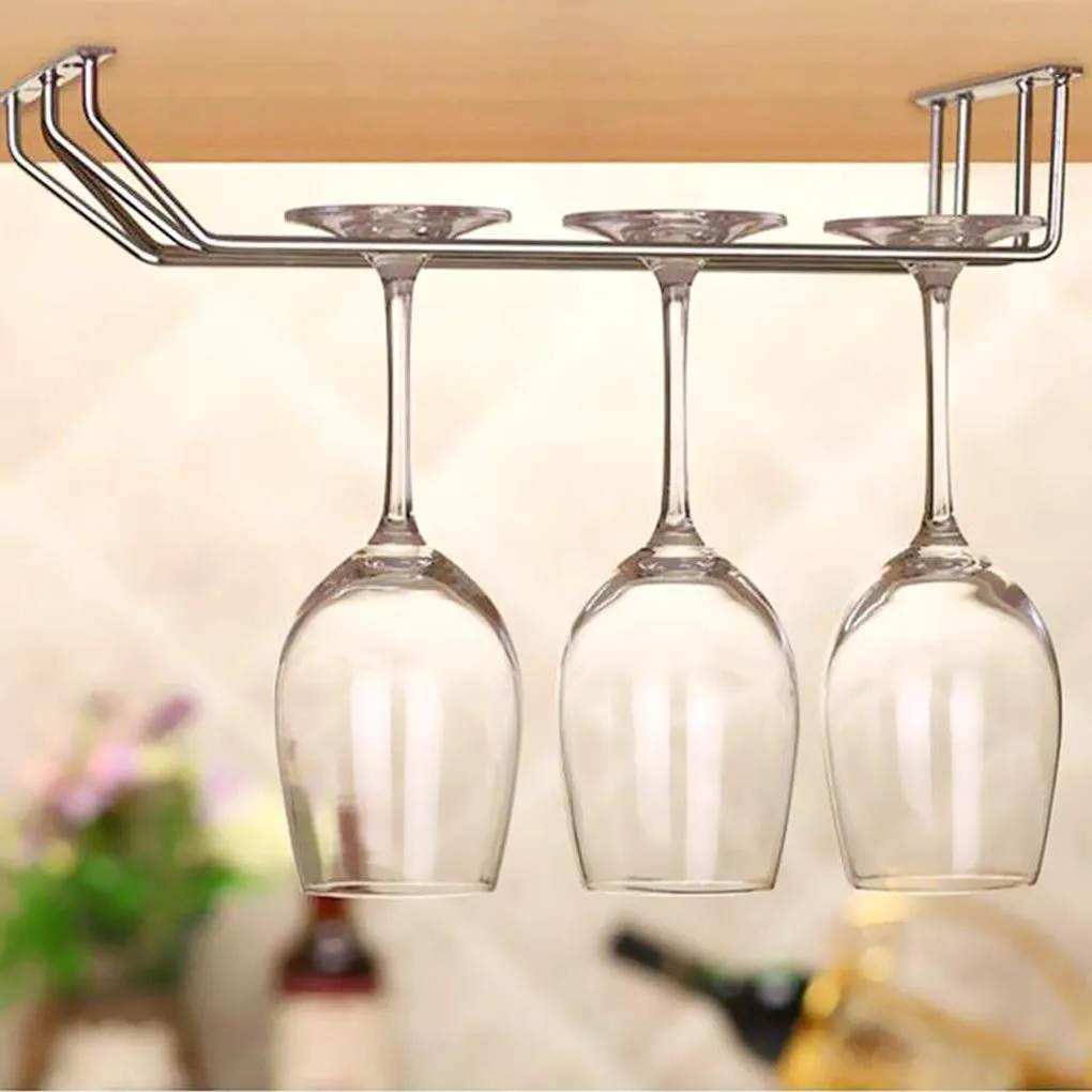 Plantex Wine Glass Rack/Holder Upside Down Glass Hanging Organizer for Pubs/Kitchen/Bars (Double Line - Large), Stainless Steel