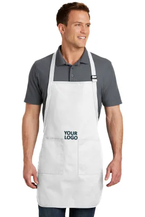 Port Authority Full-Length Custom Aprons with Pockets, White