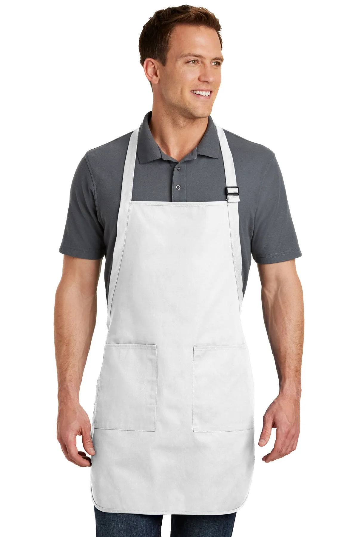 Port Authority Full-Length Custom Aprons with Pockets, White