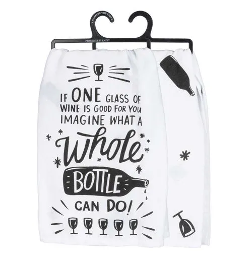 "If One Glass" Dish Towel