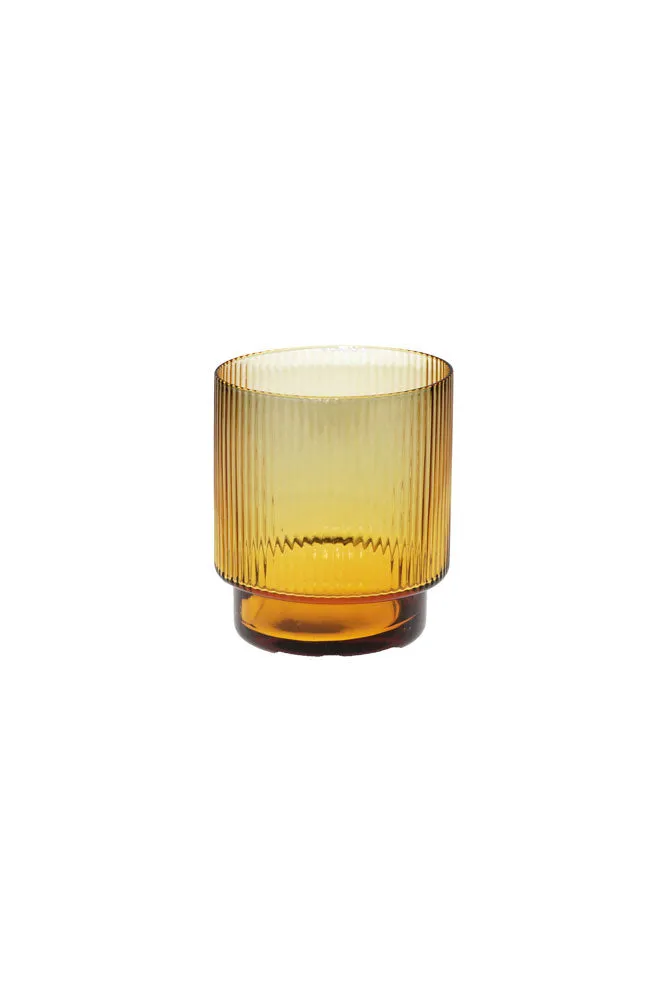 Ribbed Amber Glass Carafe & Tumbler - Available in Two Options