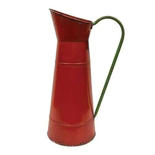 Rustic Red Carafe w/Green Handle