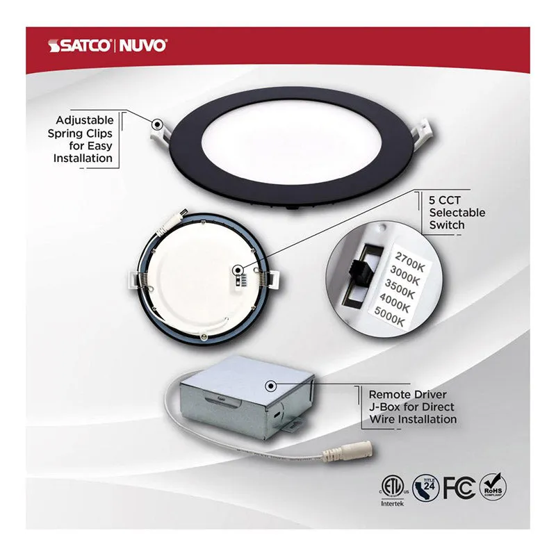 Satco S11875 6" 12W LED Direct Wire Edge-Lit Downlight, CCT Selectable