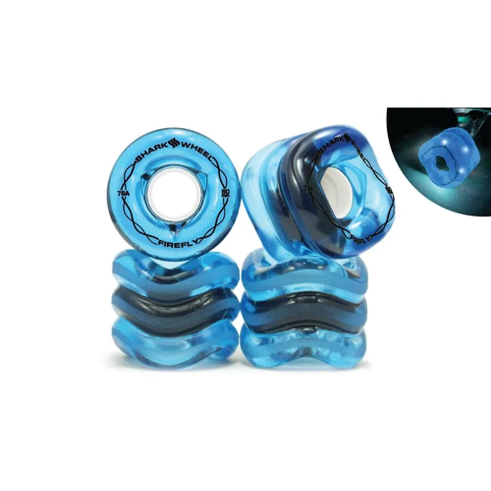 Shark Wheel 60mm/78a Firefly - Transparent Blue with Blue Lights Skateboard Wheels