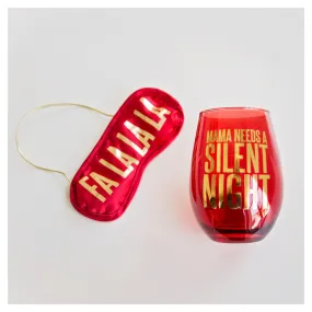 Silent Night Wine Glass & Sleeping Mask Gift Set