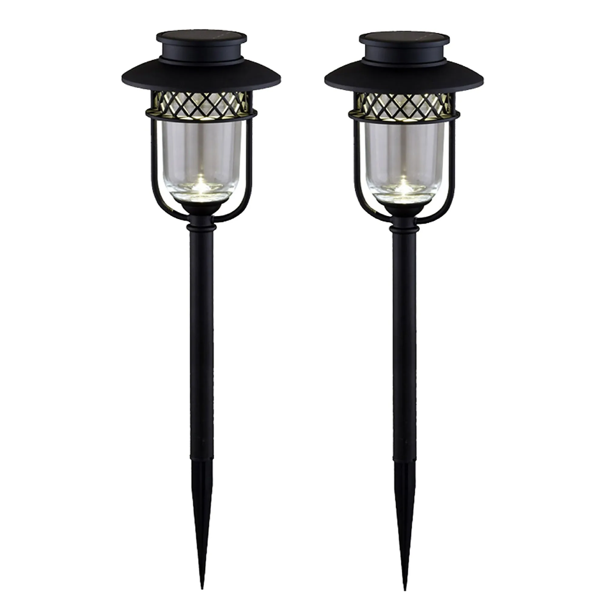 Solar Garden Light - Classy Caps Black Stainless Steel Landscape, Path & Garden Light - 2 Pack, GL1101