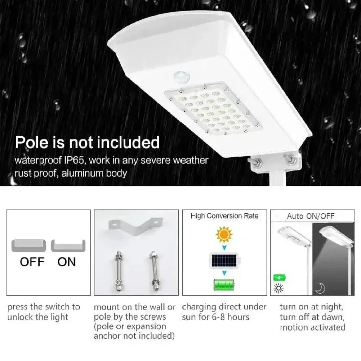 Solar Street Light Outdoor Waterproof Lamp For Home, Garden With Remote (White, 80W)