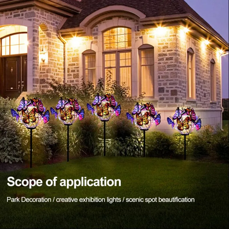 Solar Waterproof LED Stake Lights Butterfly Ball Light