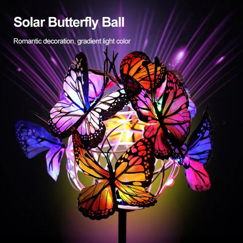 Solar Waterproof LED Stake Lights Butterfly Ball Light