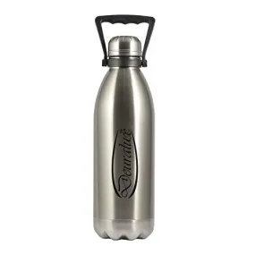 Stemorbit Deuralux Aqua 1800, Premium Steel Vacuum Flask 1.8 litres (1800 ML) with Handle (24 Hours Cold-24 Hours Hot) Silver