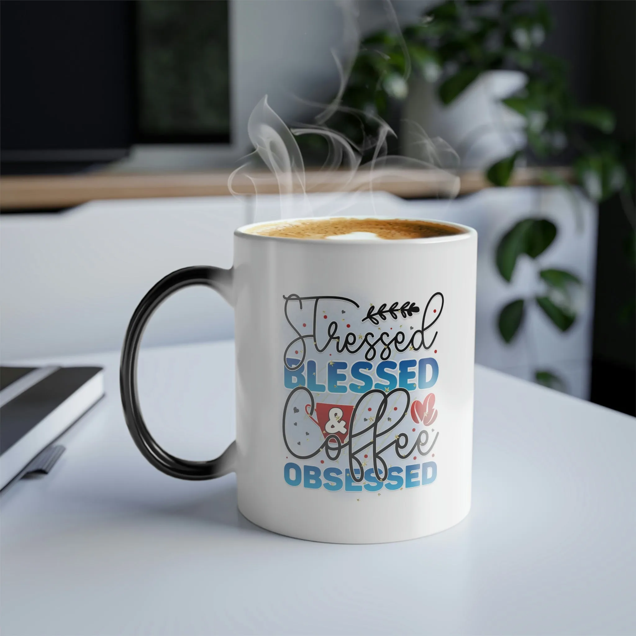 Stressed, blessed & coffee obsessed 11oz Color Morphing Mug