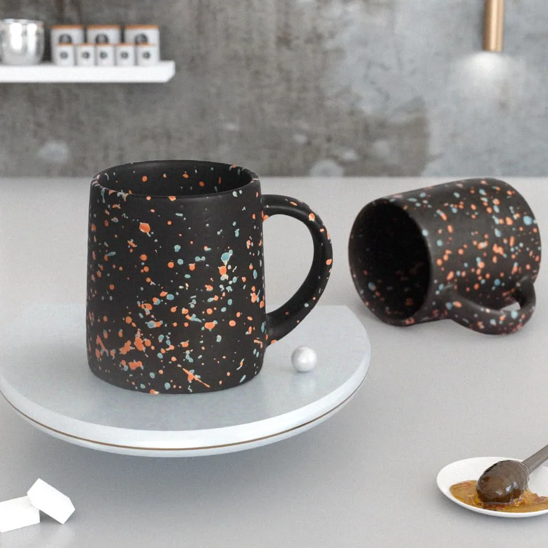 The Earth Store 320ml Speckle Ceramic Coffee Mug for Coffee Tea Mug, Microwave Safe Coffee Mug - Multi (Set of 2)