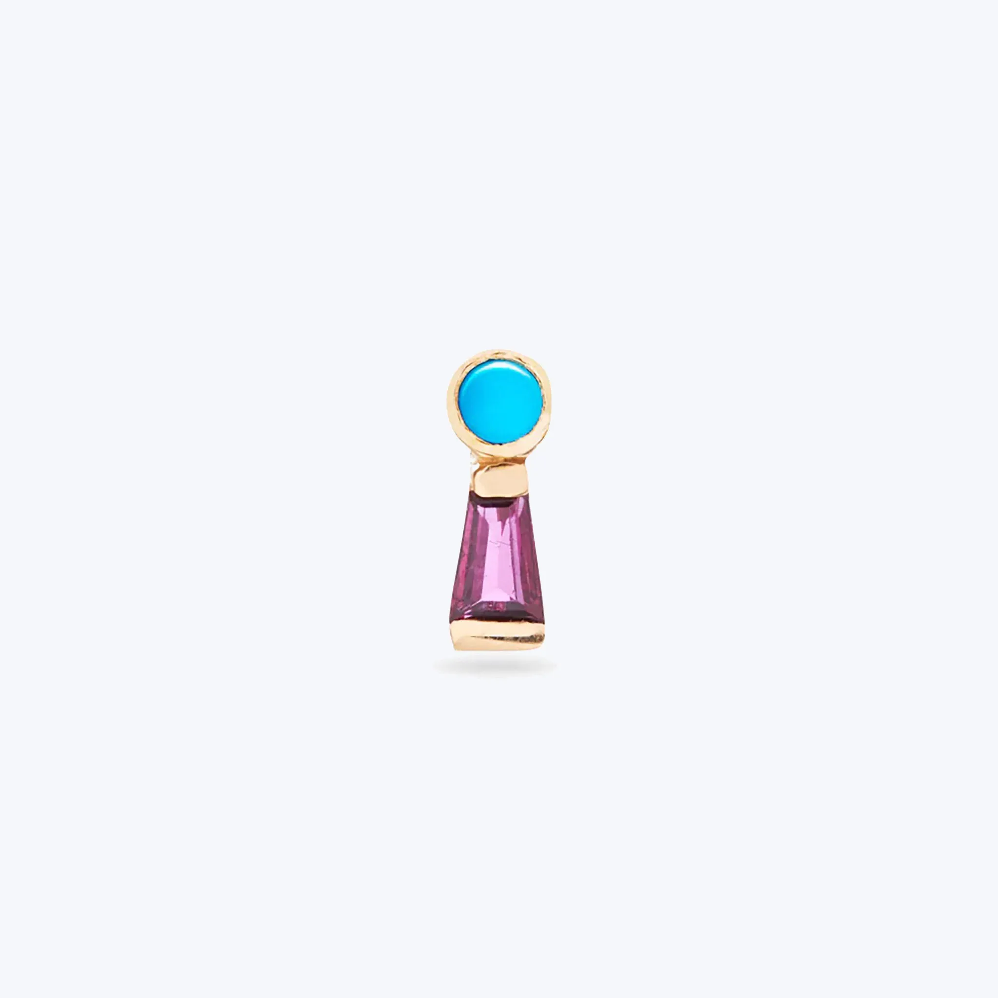 The Garnet Keyhole Stud with Turquoise