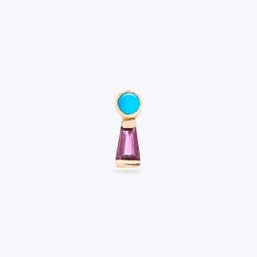 The Garnet Keyhole Stud with Turquoise