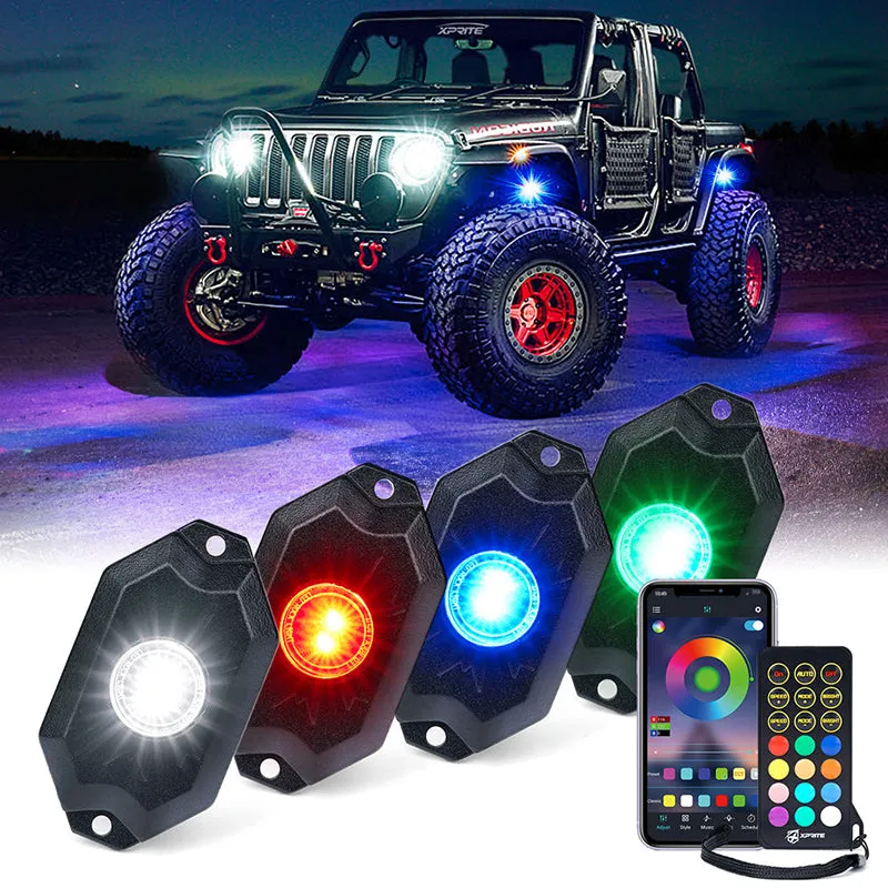 Trophy Series RGB   Pure White LED Rock Lights with Bluetooth and Remote Control