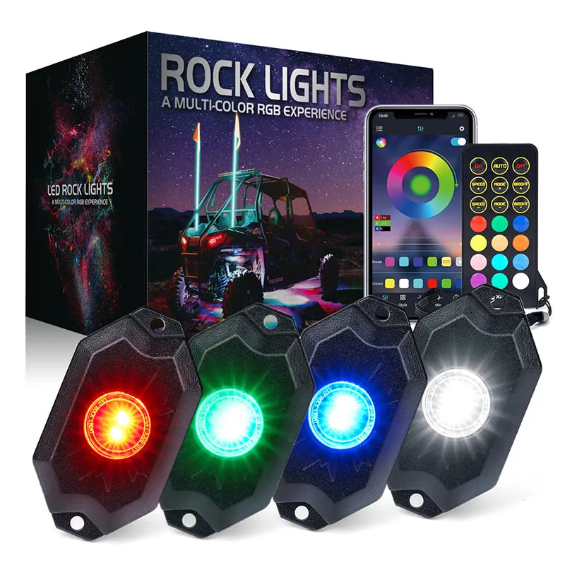 Trophy Series RGB   Pure White LED Rock Lights with Bluetooth and Remote Control