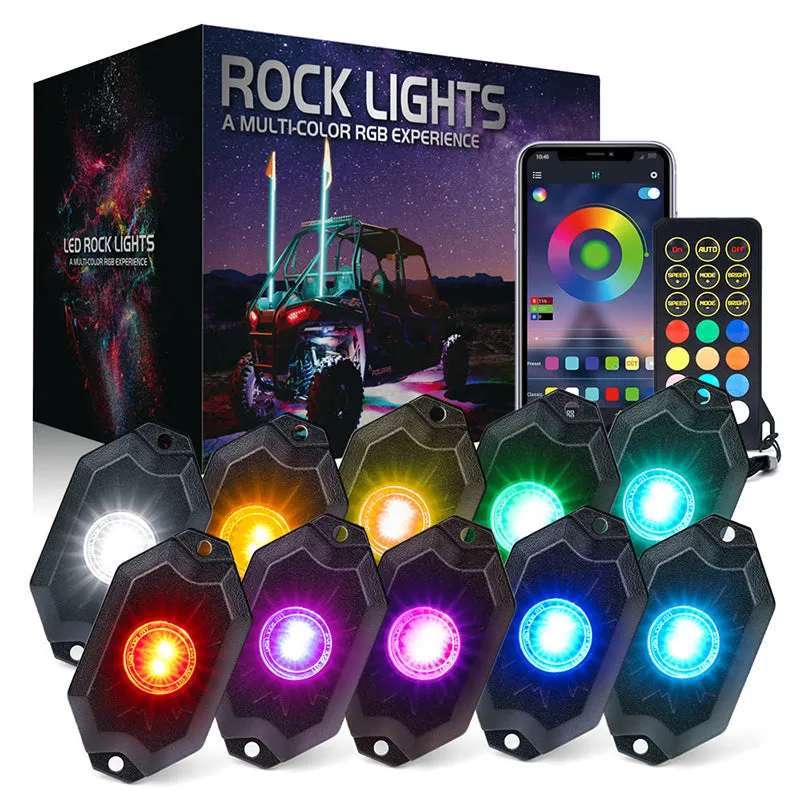 Trophy Series RGB   Pure White LED Rock Lights with Bluetooth and Remote Control