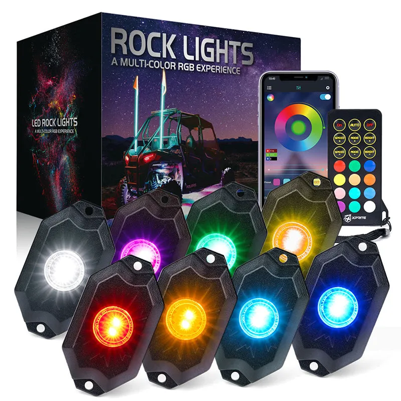 Trophy Series RGB   Pure White LED Rock Lights with Bluetooth and Remote Control