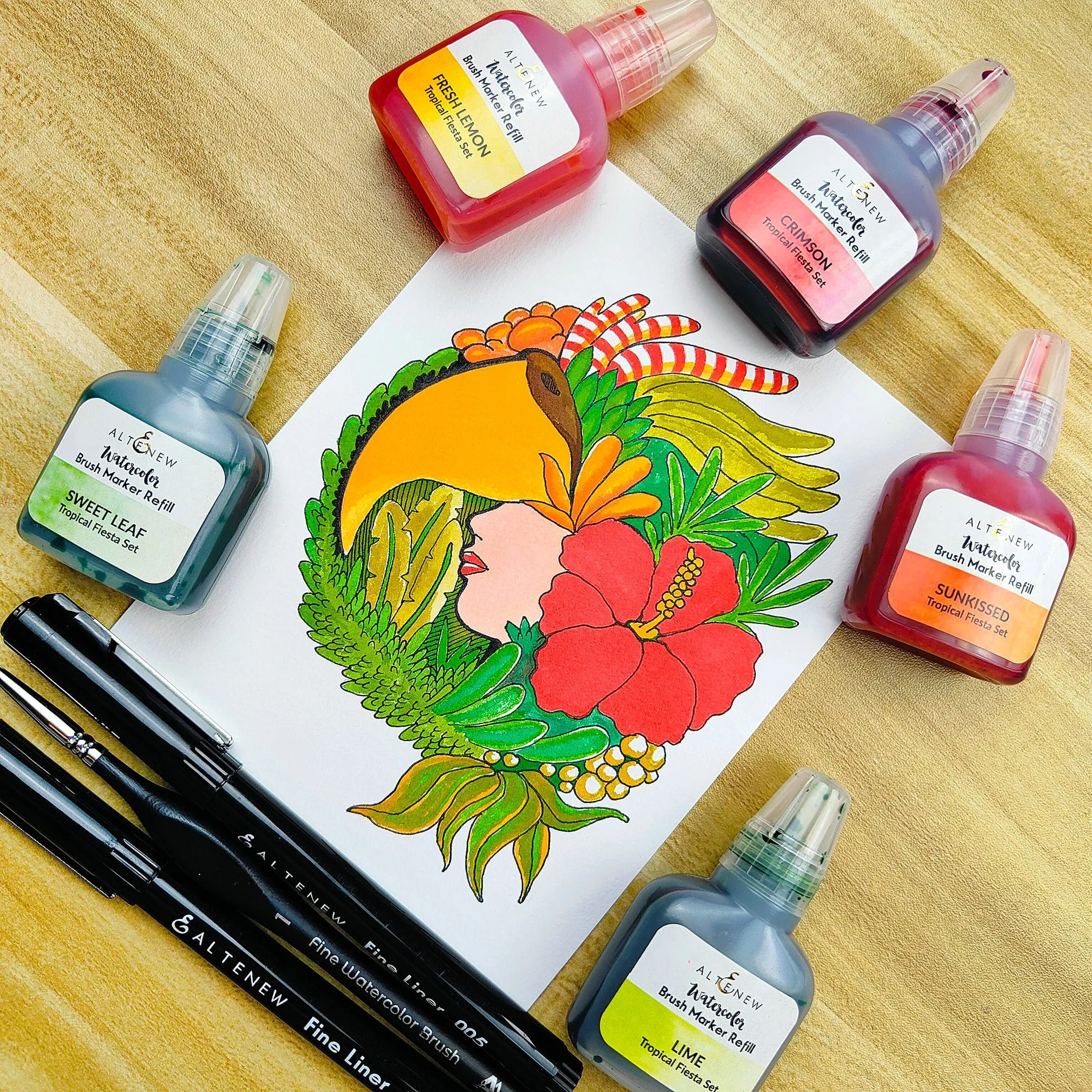 Tropical Fiesta Liquid Watercolor - Brush Marker Refill Bundle