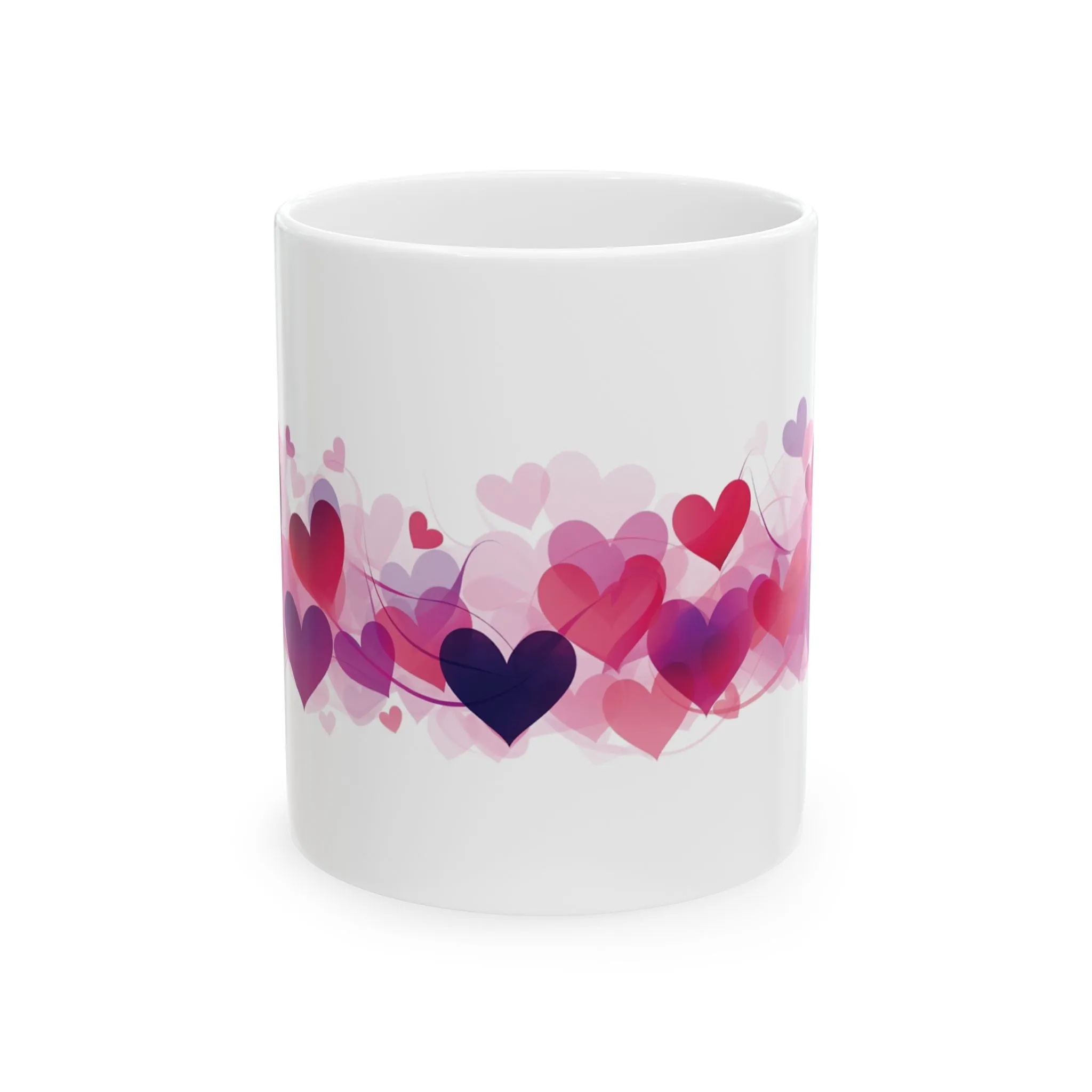 Valentine's Day Mug, Hearts Coffee Mug, Love Coffee Mug, Wave of Hearts Mug, Gift for Her, Gift for Teachers, Valentine Day Gift