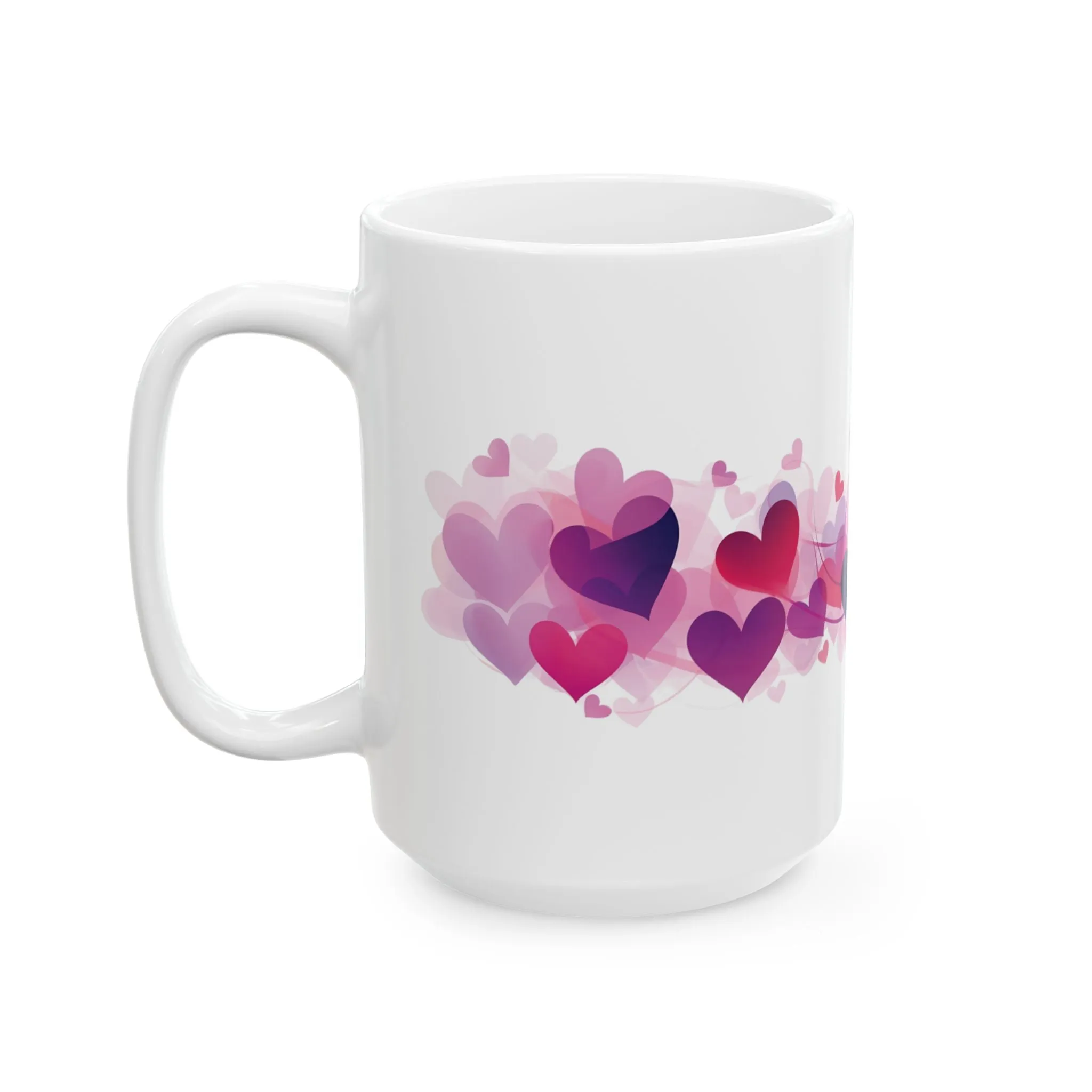 Valentine's Day Mug, Hearts Coffee Mug, Love Coffee Mug, Wave of Hearts Mug, Gift for Her, Gift for Teachers, Valentine Day Gift