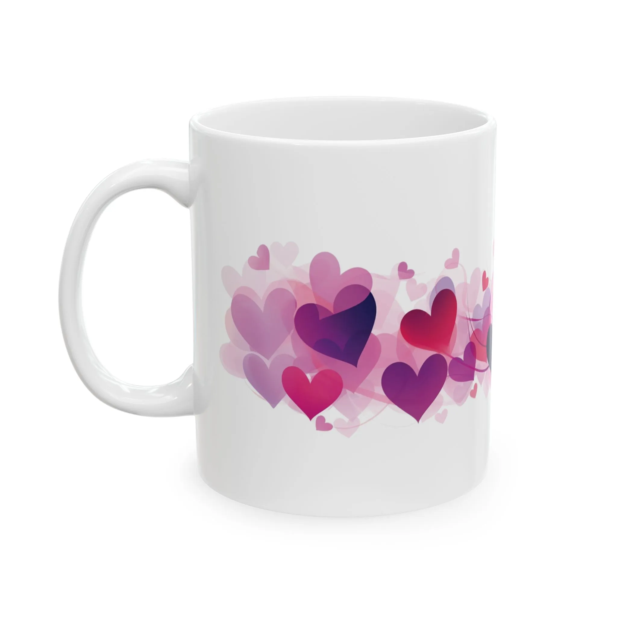 Valentine's Day Mug, Hearts Coffee Mug, Love Coffee Mug, Wave of Hearts Mug, Gift for Her, Gift for Teachers, Valentine Day Gift