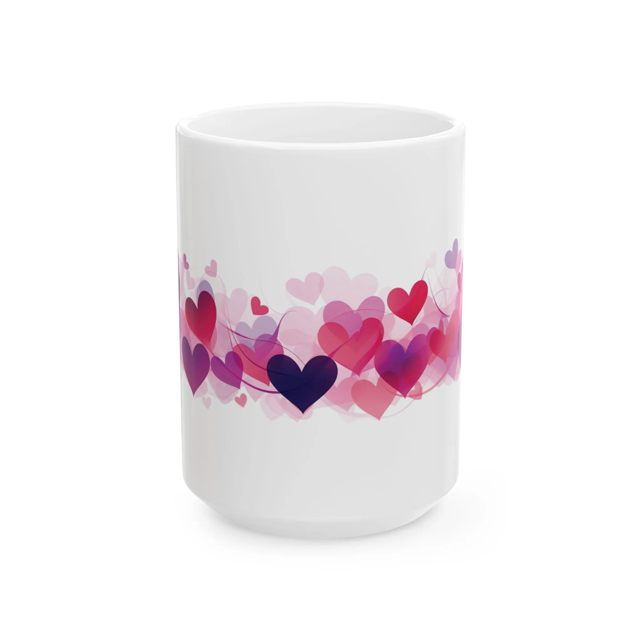 Valentine's Day Mug, Hearts Coffee Mug, Love Coffee Mug, Wave of Hearts Mug, Gift for Her, Gift for Teachers, Valentine Day Gift