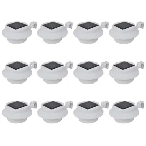 vidaXL Outdoor Solar Fence Lamps 12 pcs LED White