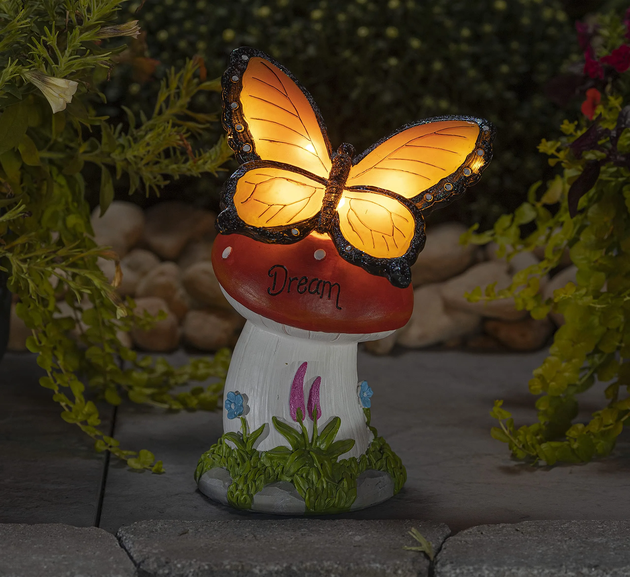 VP Home Butterfly Dream Mushroom Solar Powered LED Outdoor Decor Garden