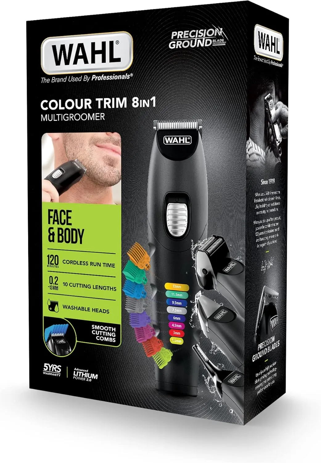 Wahl 8-in-1 Colour Trim Multigroomer - Cordless Body & Beard Trimmer with 4 Heads, Rechargeable