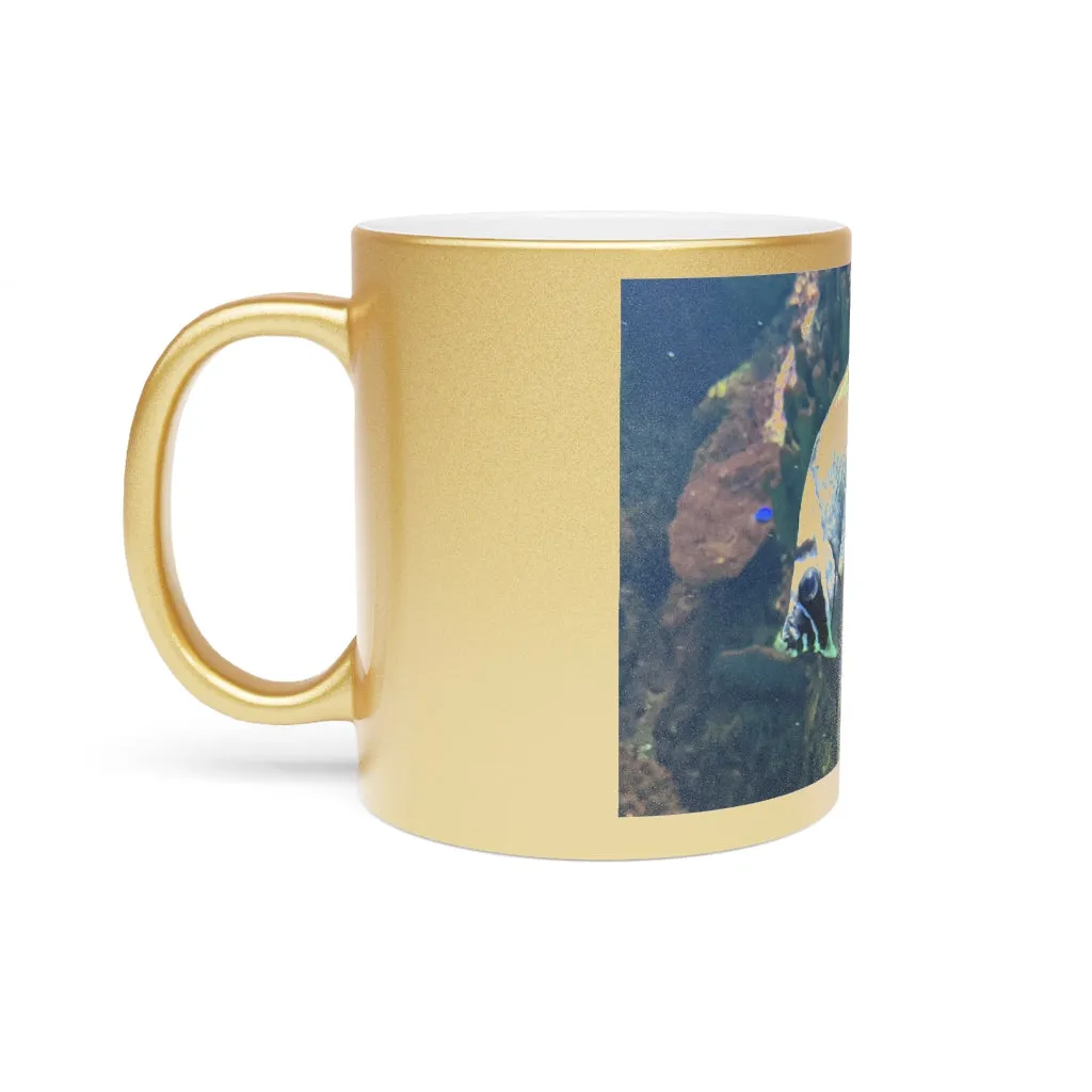 White Black Fish Metallic Mug (Silver / Gold)