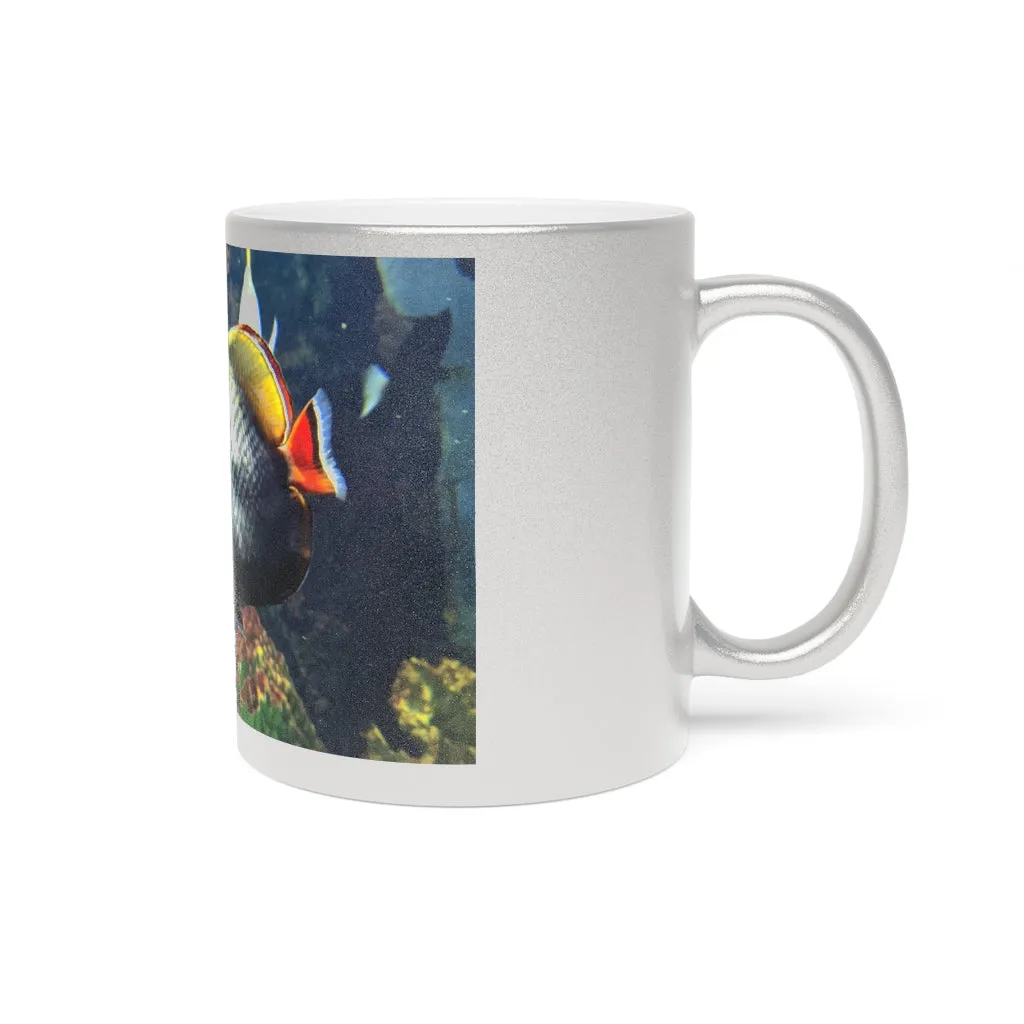 White Black Fish Metallic Mug (Silver / Gold)