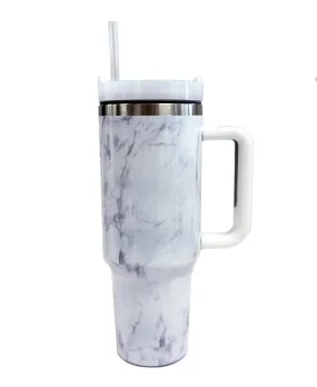 White Marble 40oz Insulated Tumbler