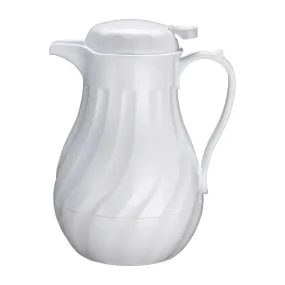 Winco VSW-20W 20oz Insulated Beverage Server, Push Button, White Swirl