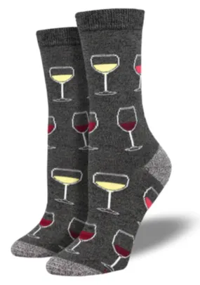 Women's Bamboo Sip Sip Hooray Crew Sock -Black