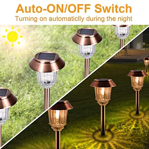 XMCOSY  Solar Lights Outside - 4 Pack Solar Pathway Lights Outdoor Waterproof IP65, Auto On/Off 10-40 LM Dimmable Solar Landscape Lighting for Outside Yard Lawn Driveway Walkway Sidewalk (Warm White)