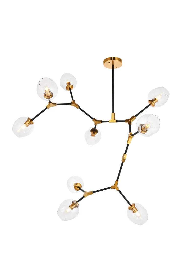 ZC121-1712G79LAB - Urban Classic: Cavoli 9 light in Light Antique Brass and Flat Black Pendant